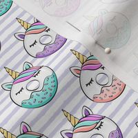 (small scale) unicorn donuts - purple stripes