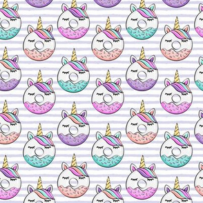 (small scale) unicorn donuts - purple stripes
