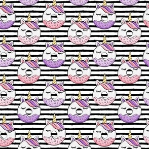 (small scale) unicorn donuts (pink and purple) black stripes