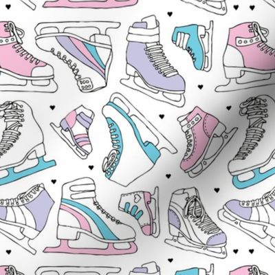 Ice skate lovers canada cool winter ice skating illustration design blue pink