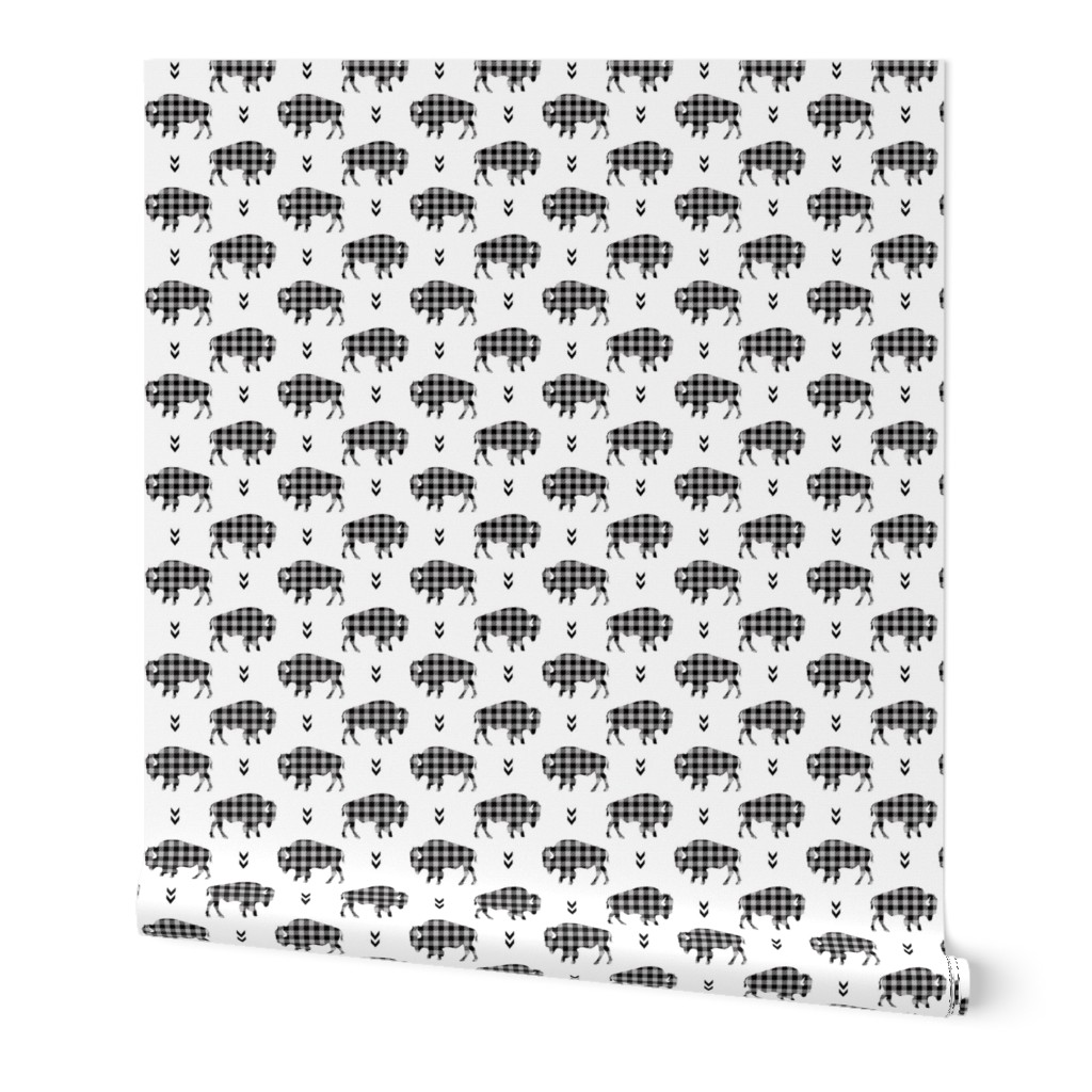 Bison - Buffalo Plaid Grey + Black Tribal Baby Nursery Ginger 