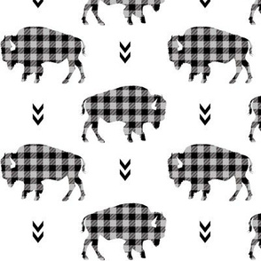 Bison - Buffalo Plaid Grey + Black Tribal Baby Nursery Ginger 