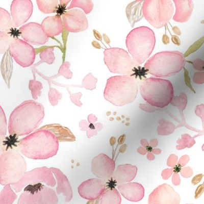Pink + Gold Floral - Flower Garden Blooms Baby Girl Nursery GingerLous A
