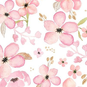 Pink + Gold Floral - Flower Garden Blooms Baby Girl Nursery GingerLous A