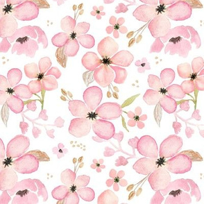 Pink + Gold Floral - Flower Garden Blooms Baby Girl Nursery GingerLous B
