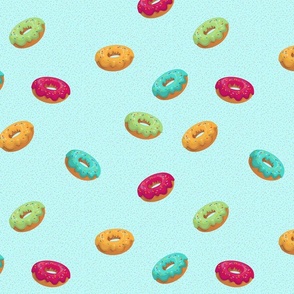 Donuts on Aqua Scattered 