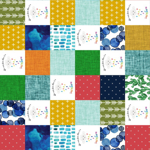 rainbow baby patchwork wholecloth // neutral colors // rotated