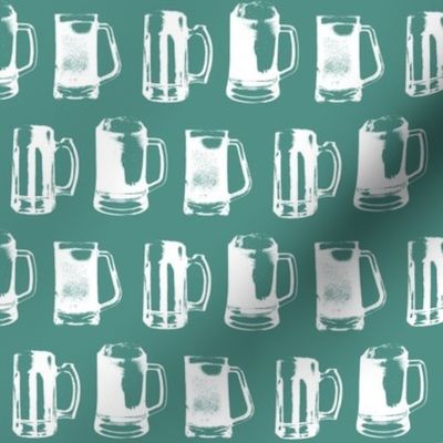 Beer Mugs on Turquoise // Small