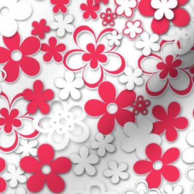 red and white paper cut paper flowers 