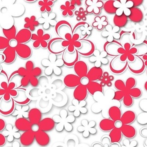 red and white paper cut paper flowers 