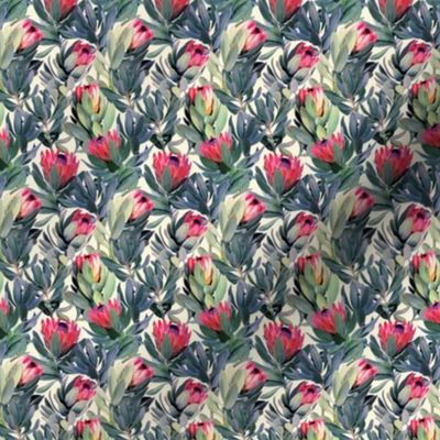 Painted Protea Floral - tiny print