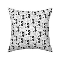 panda // railroad black and white cute panda head illustrated scandi panda design  by andrea lauren andrea lauren fabric (smaller)