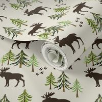 Forest Moose Tracks - Woodland Pine Trees - LARGE SCALE A 
