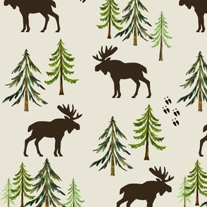 Forest Moose Tracks - Woodland Pine Trees - LARGE SCALE A 