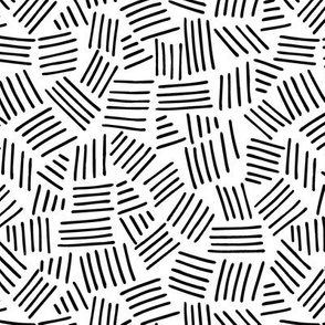 Black Hand Drawn Lines - Geometric Shapes Inky Monochrome Black and White Baby Nursery Kids Children GingerLous