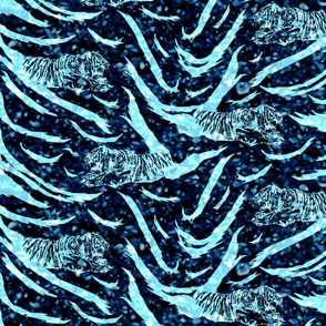 Tribal Tiger stripes print - midnight frost medium