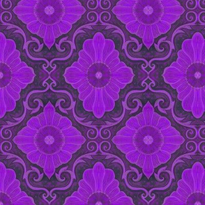 Purple Flower Vintage Bohemian Arabesque Damask  Pattern