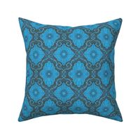 Cerulean Blue  Flower Vintage Bohemian Arabesque Damask Pattern