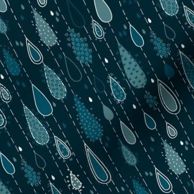 Dark Cyan Rain Drops - small