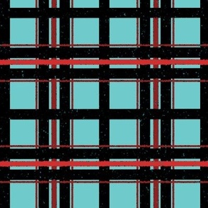 Splatter Plaid - Red & Teal