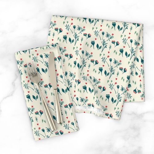 floral meadow-cream/teal