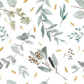 Eucalyptus Leaves + Gold Flecks || Native Leaves + Foliage