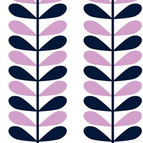 Mid Mod Leaves Orchid and Navy