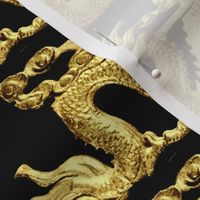 2 gold white medusa baroque rococo black gold clouds dragons fire flames asian japanese china chinese gorgons Greek Greece oriental  mythology far east meets west fusion chinoiserie   inspired     