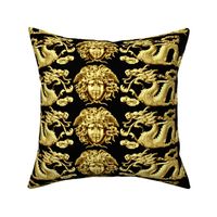 1 gold medusa baroque rococo black gold clouds dragons fire flames asian japanese china chinese gorgons Greek Greece oriental mythology far east meets west fusion chinoiserie   inspired     