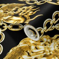 1 interlinked criss cross interconnected connected chains gold medusa  baroque rococo black gold square links gorgons Greek Greece mythology   inspired 