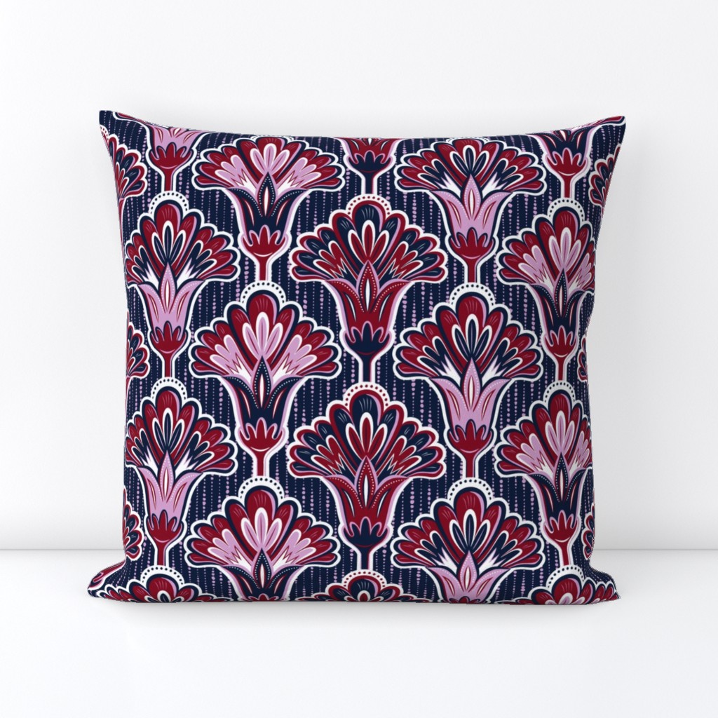 Orchid & Navy Folk Floral - Large