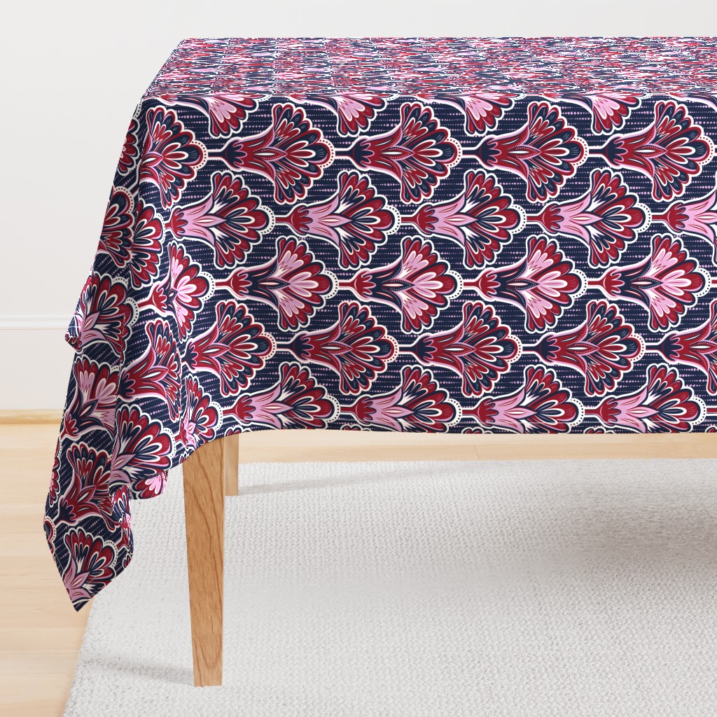 Orchid & Navy Folk Floral - Large