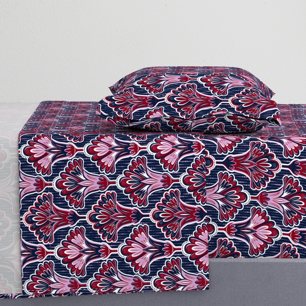 Orchid & Navy Folk Floral - Large