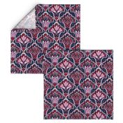 Orchid & Navy Folk Floral - Large