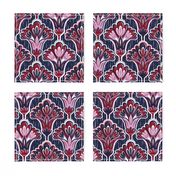 Orchid & Navy Folk Floral - Large