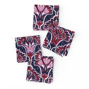 Orchid & Navy Folk Floral - Large