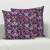 Orchid & Navy Folk Floral - Large