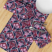 Orchid & Navy Folk Floral - Large