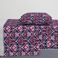 Orchid & Navy Folk Floral - Large