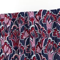 Orchid & Navy Folk Floral - Large