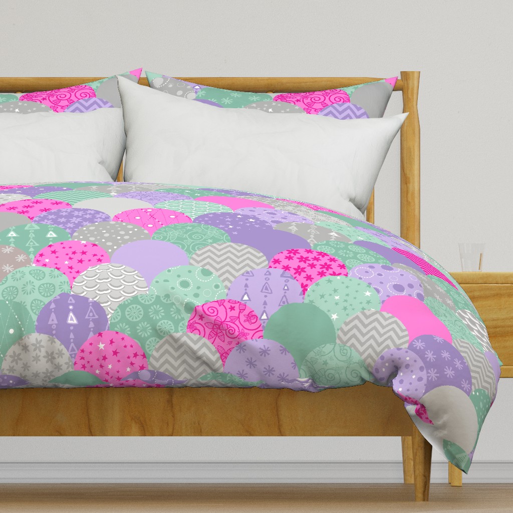  Large Scallop Sea (Purple, Mint, Silver, Hot Pink)