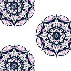 Bonny Diamond Stars Of Navy and Light Orchid on White - Large Scale