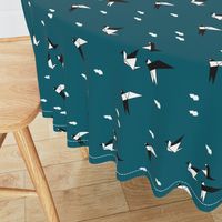 Origami birds geometric cranes - teal