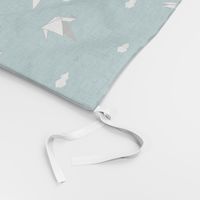 Origami birds geometric cranes - teal