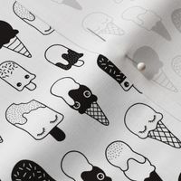 Colorful sweet summer ice cream popsicle sugar kawaii illustration black and white SMALL