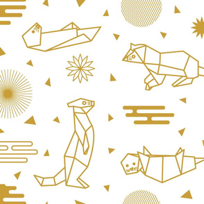 Golden Origami Otters