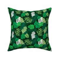 Green lush botanical garden palm leaves and monstera plants LARGE
