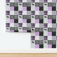 little lady - purple & black woodland patchwork