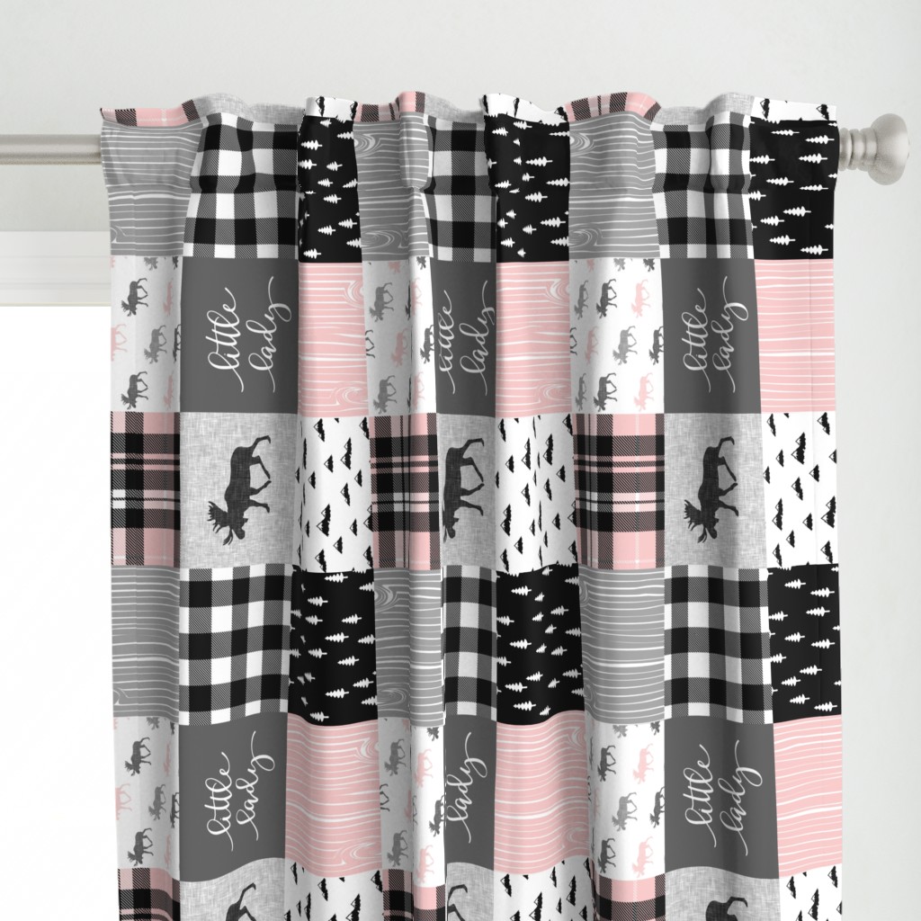 little lady - pink grey black woodland patchwork (90) C18BS