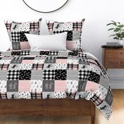 little lady - pink grey black woodland patchwork (90) C18BS